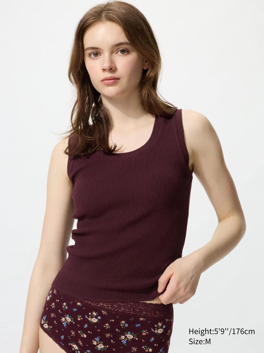 Бюстгальтер Uniqlo, без рукавов, тканый, бордовый