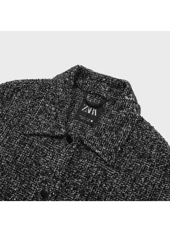 Пальто длинное утепленное Zara, черный — фото 4