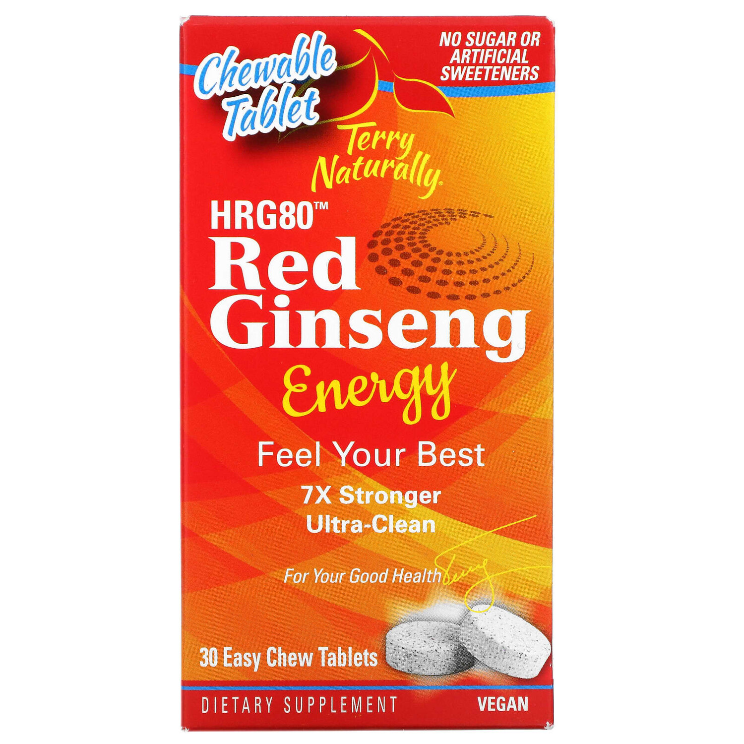 

Добавка Terry Naturally HRG80 Red Ginseng Energy, 30 жевательных таблеток