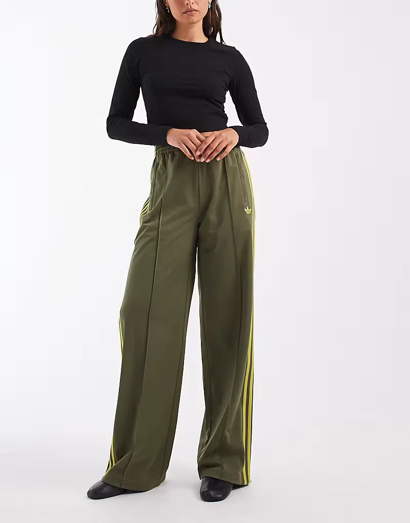 Свободные спортивные брюки Adidas Originals Firebird, оливковый и лаймового — фото 2