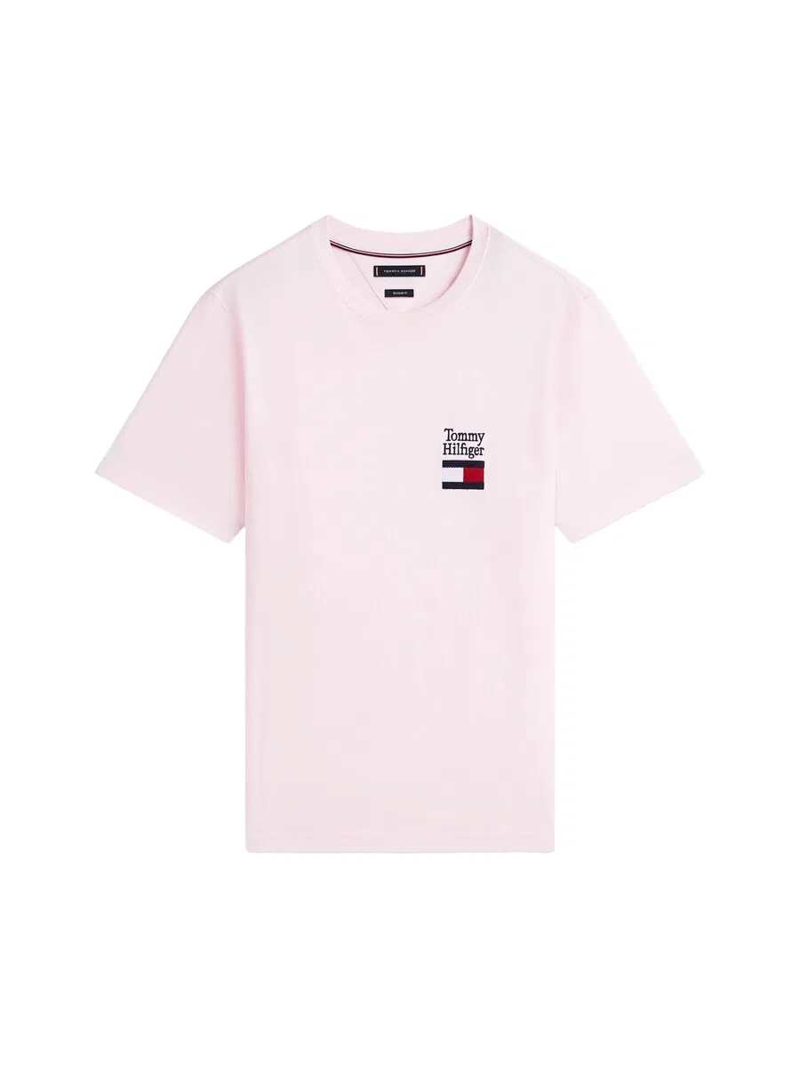 Футболка TOMMY HILFIGER 'Brand Love' пастельно-розового цвета