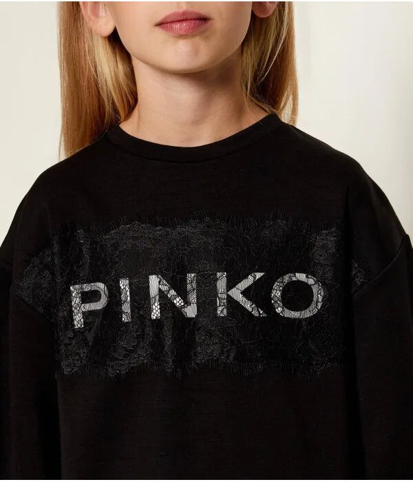 Детская футболка для девочек свободного кроя T-Shirt Pinko Up, черный — фото 4