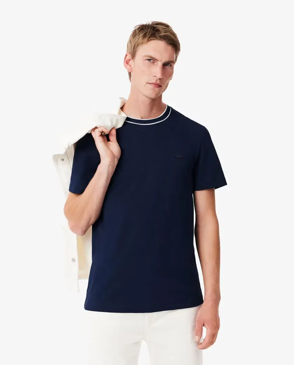 Мужская футболка с воротником-поло полосками Lacoste, Azul Marino