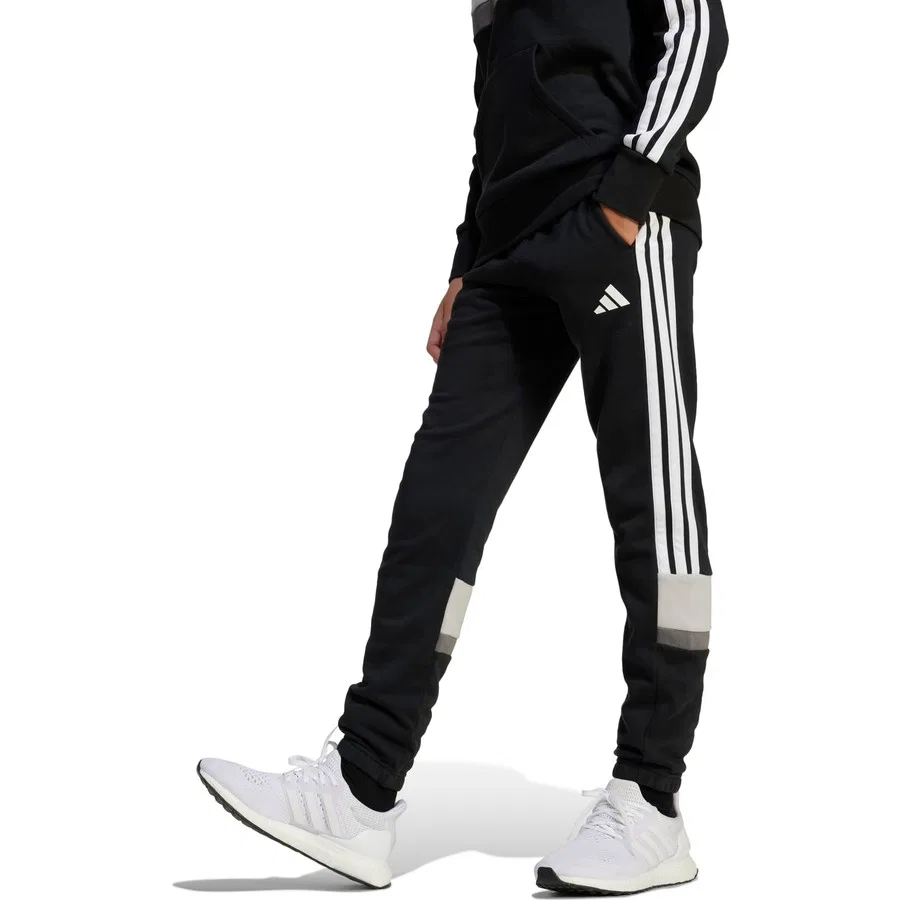 Детские спортивные штаны с флисом, модель Seasonal Essentials Tiberio 3 Stripes, adidas, Черный — фото 2