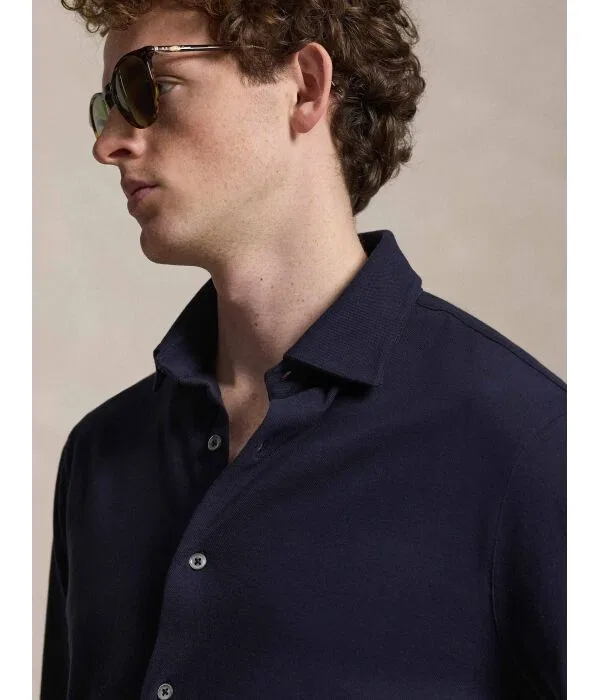 Мужская рубашка хлопковая Regular Fit Polo Ralph Lauren, Blu Marino — фото 4
