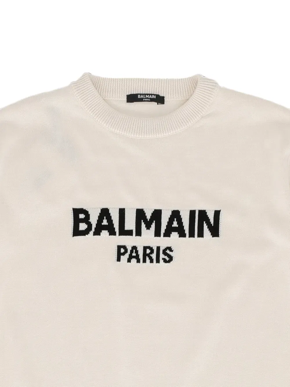 Вязаный свитер с вставкой-логотипом Balmain Kids, бежевый — фото 3