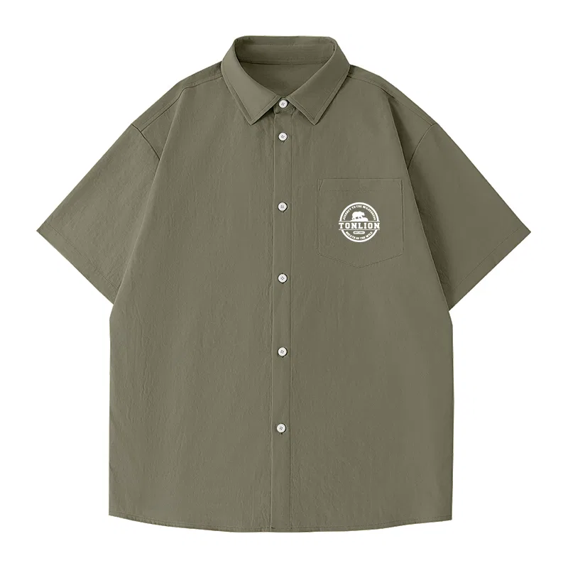 Детская рубашка с коротким рукавом минималистичная Tonlion, Army Green