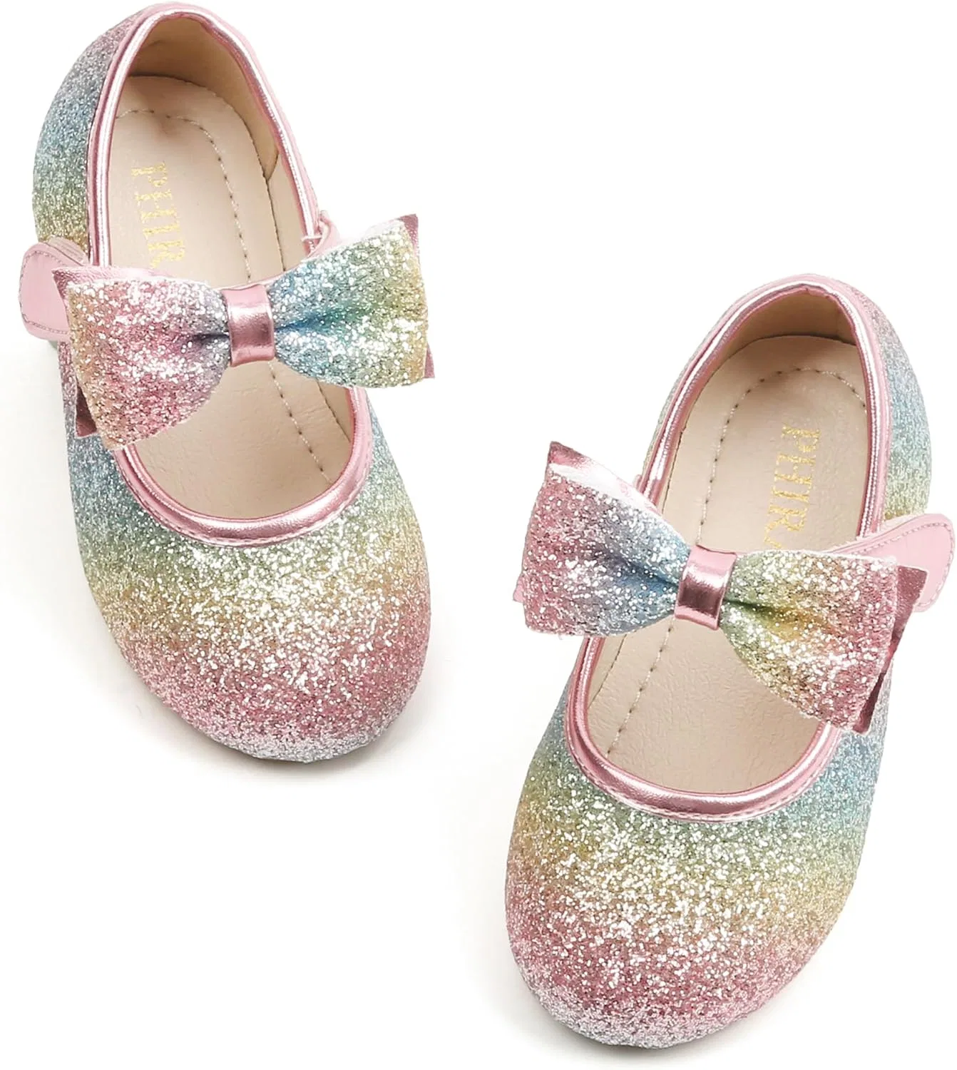 Детские туфли Мэри Джейн для девочек PHIRAMIN, Sparkly Glitter Rainbow