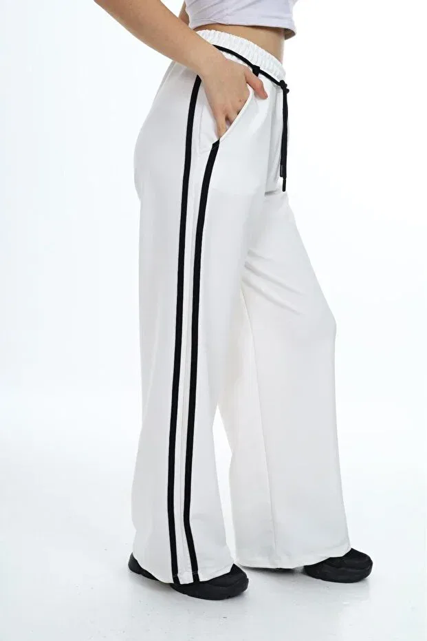 Детские спортивные штаны для девочек хлопковые Oversize Asortix, White — фото 4