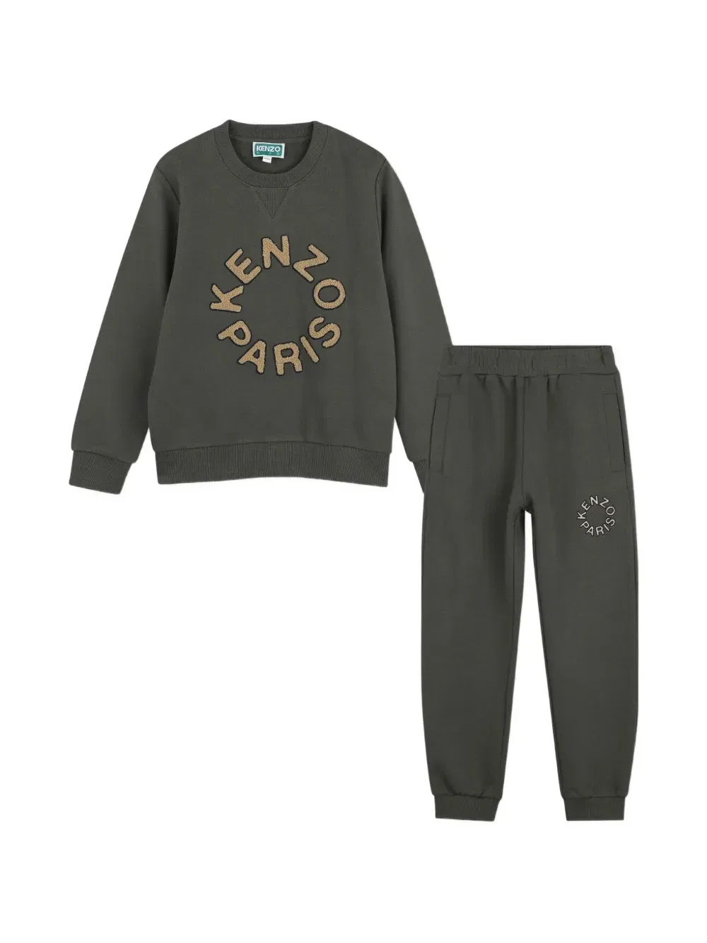 Спортивный костюм с вышитым логотипом Kenzo Kids, серый