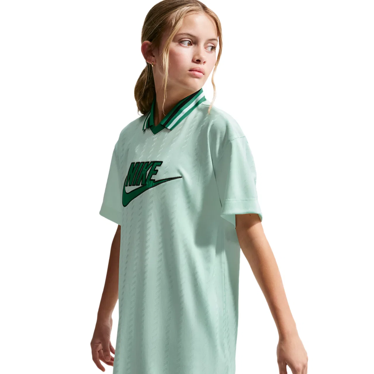Детское платье для девочек с отложным воротником, с принтом, Nike, Barely Green Malachite Black