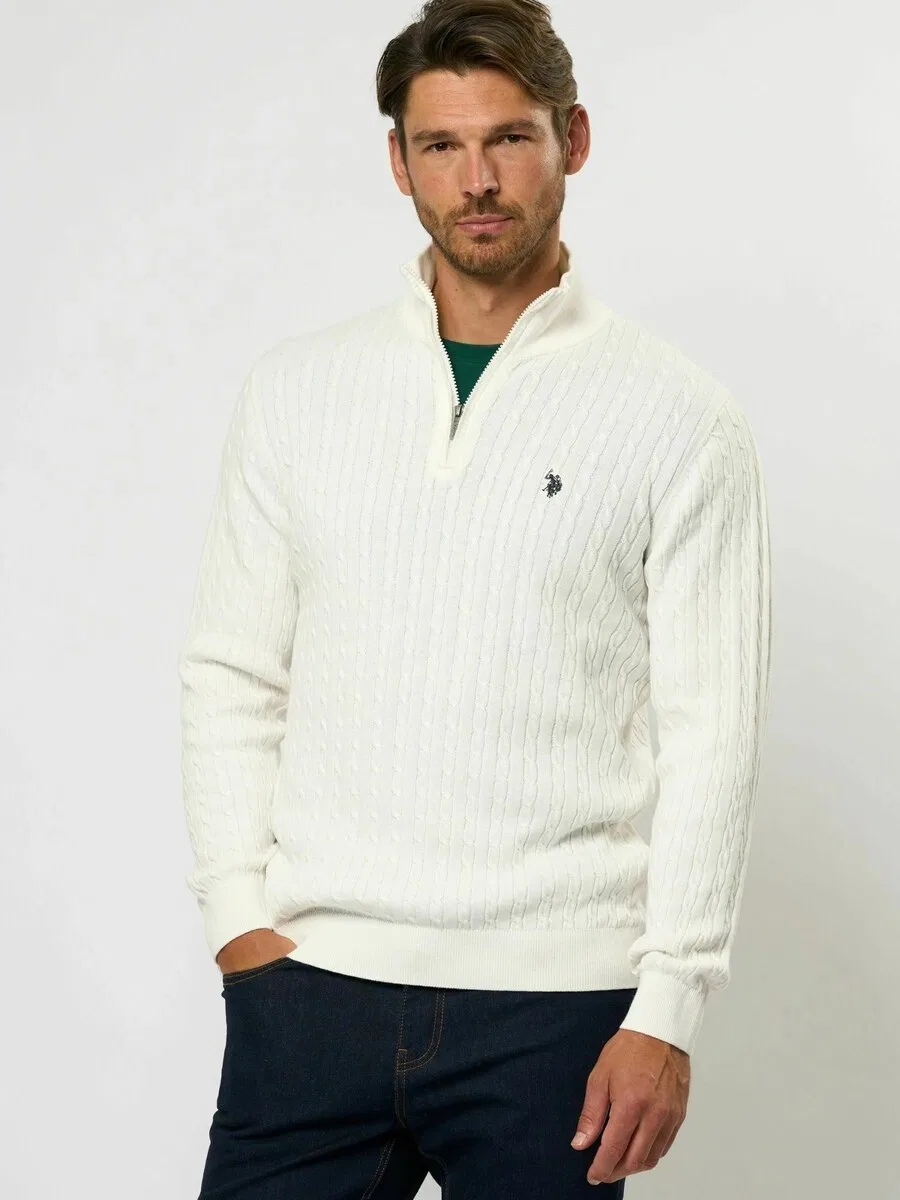 Свитер U.S. Polo Assn. 'UMRomeo' белого цвета — фото 3