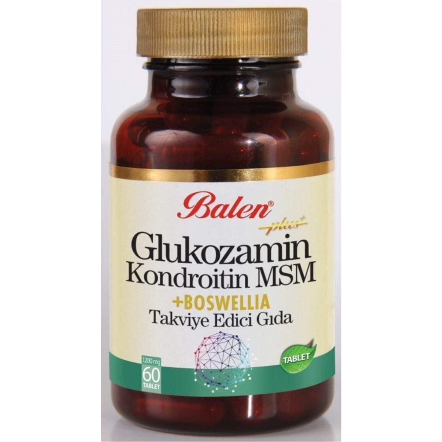 

Активная добавка глюкозамин Balen Chondroitin Msm и Boswellia, 60 капсул, 1200 мг