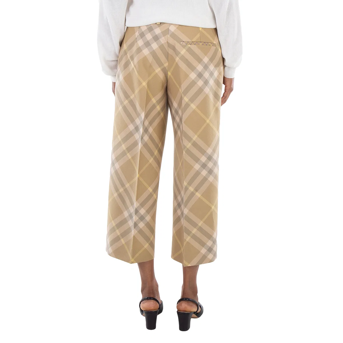 Брюки классические с принтом Check-Print Tailored Wool Trousers Burberry, Flax Ip Check — фото 3