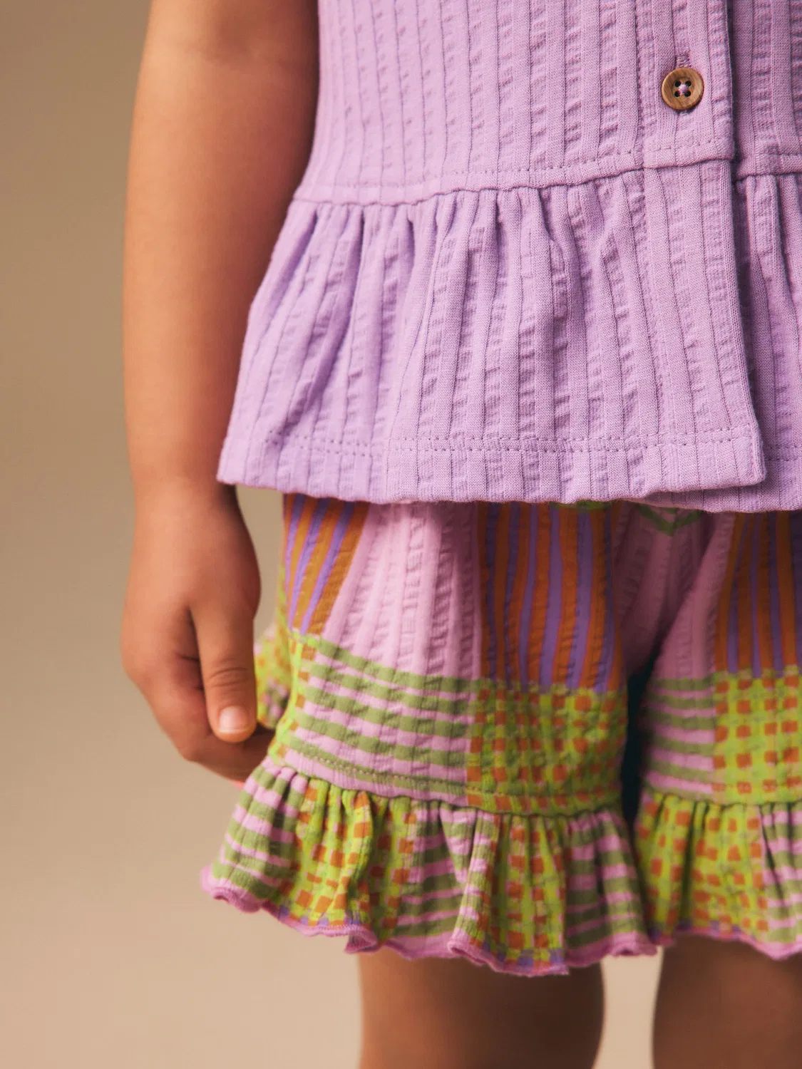 Комплект Peplum Vest and Shorts Set Next, Lilac Purple Check — фото 4
