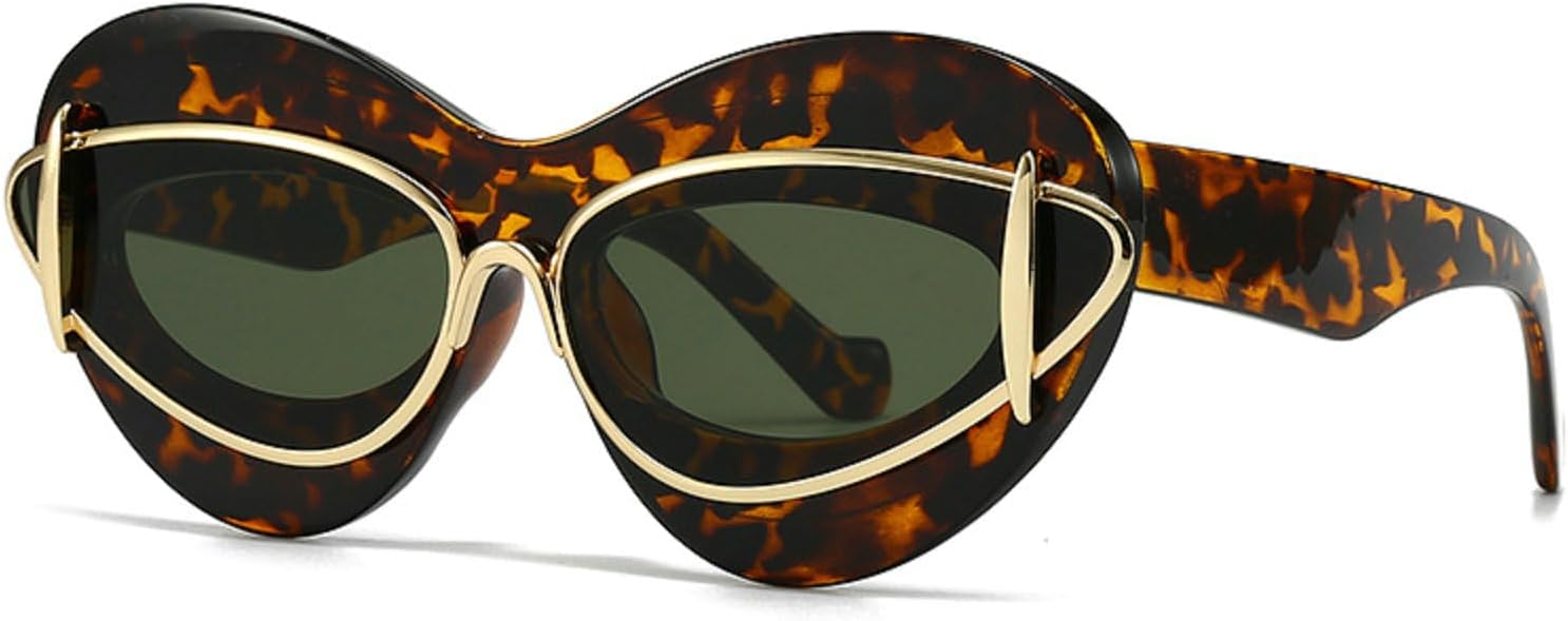 

Модные солнцезащитные очки большого размера «кошачий глаз» для женщин, ретро-стиль, черные, с защитой от УФ-излучения UV400, трендовые солнцезащитные очки для мужчин mincl, Leopard