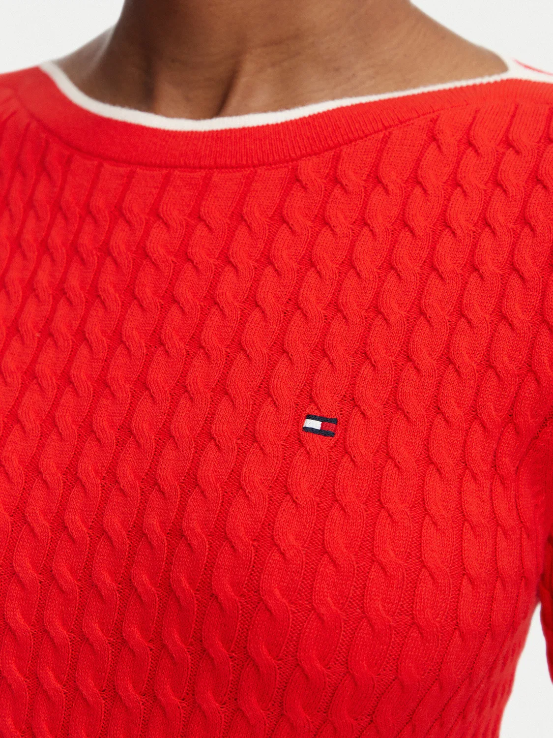 Женский пуловер стандартного кроя Fine Gg Cable Boat Tommy Hilfiger, красный — фото 4