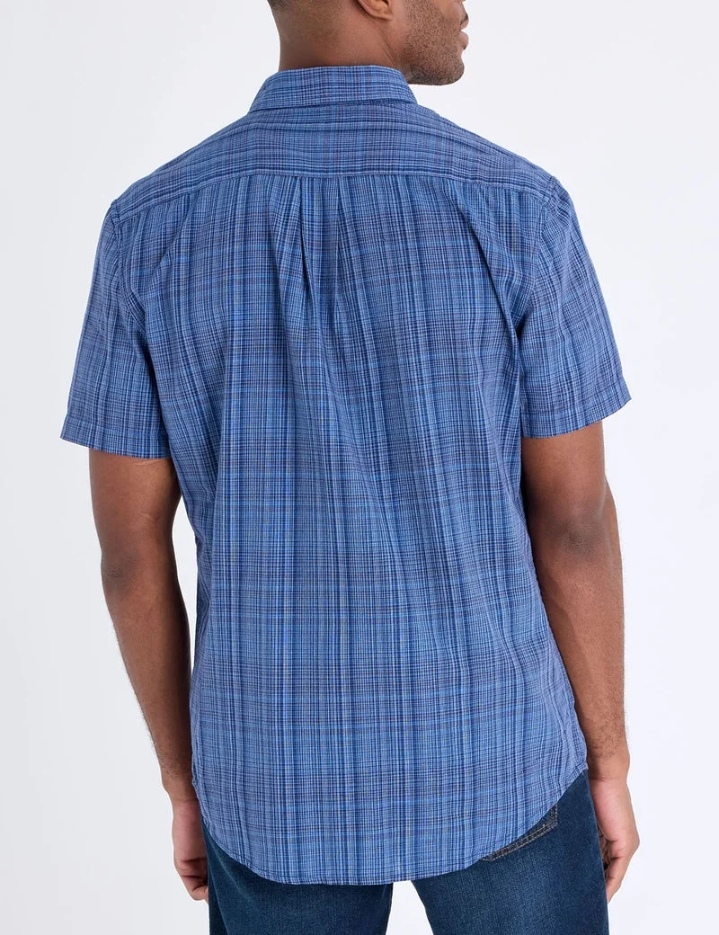 Мужская рубашка с коротким рукавом U.S. Polo Assn. Yarn Dye Cotton Short Sleeve, насыщенный синий — фото 2