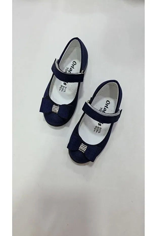 Детские балетки для девочек на низком каблуке Ortaç Bebe, Navy Blue