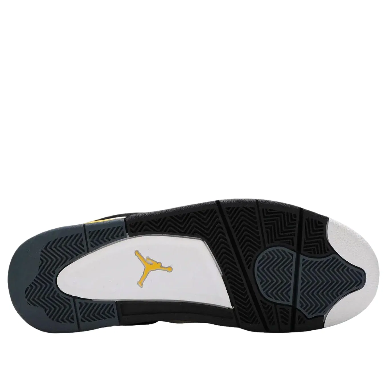 Детские кроссовки с кожаным верхом Air Jordan 4 Retro 'Tour Yellow' Jordan, White/Tour Yellow/Dark Blue Grey/Black — фото 4