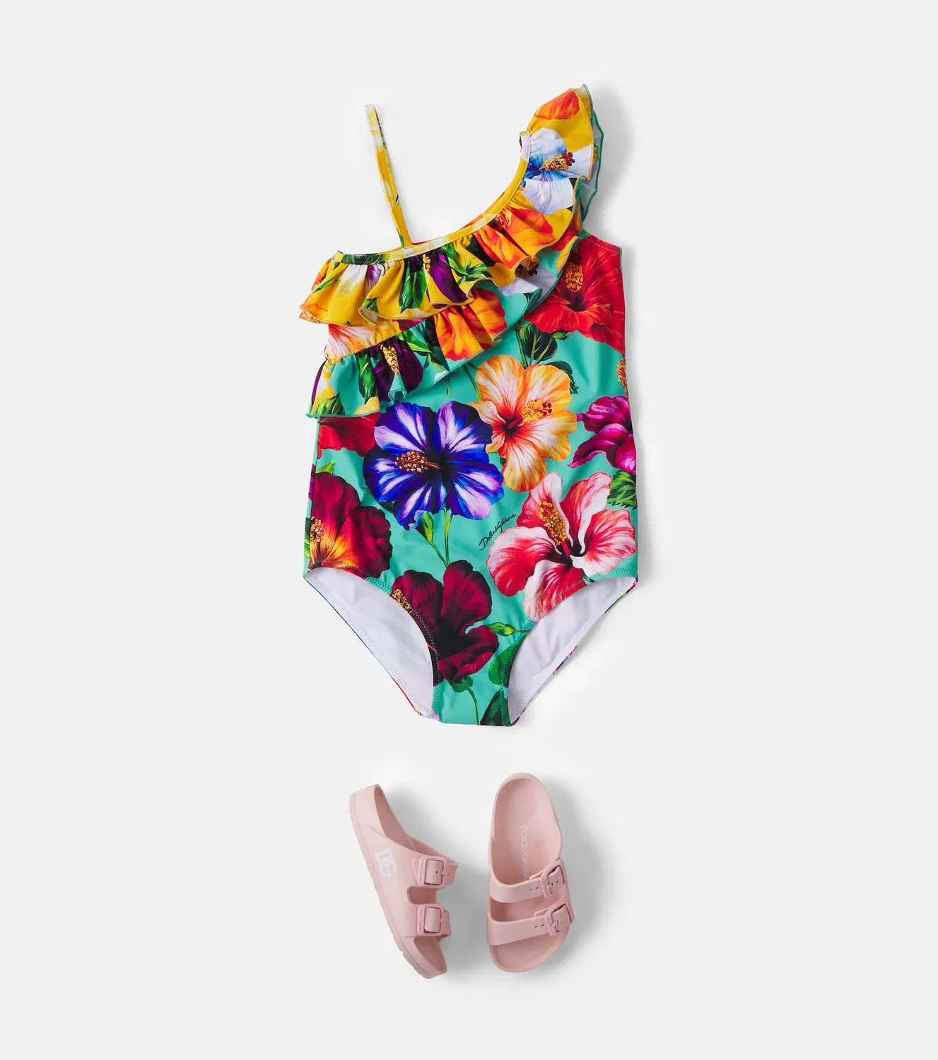 Раздельный купальник с цветочным принтом Dolce&Gabbana Kids, мультиколор — фото 2