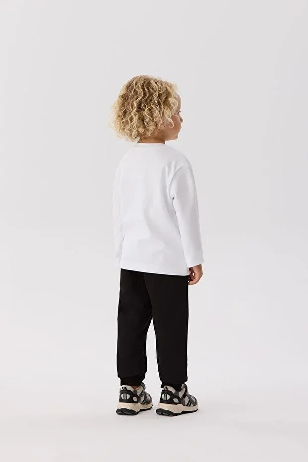 Детское для мальчиков футболка с длинным рукавом хлопковая Nebbati Basic, White — фото 4
