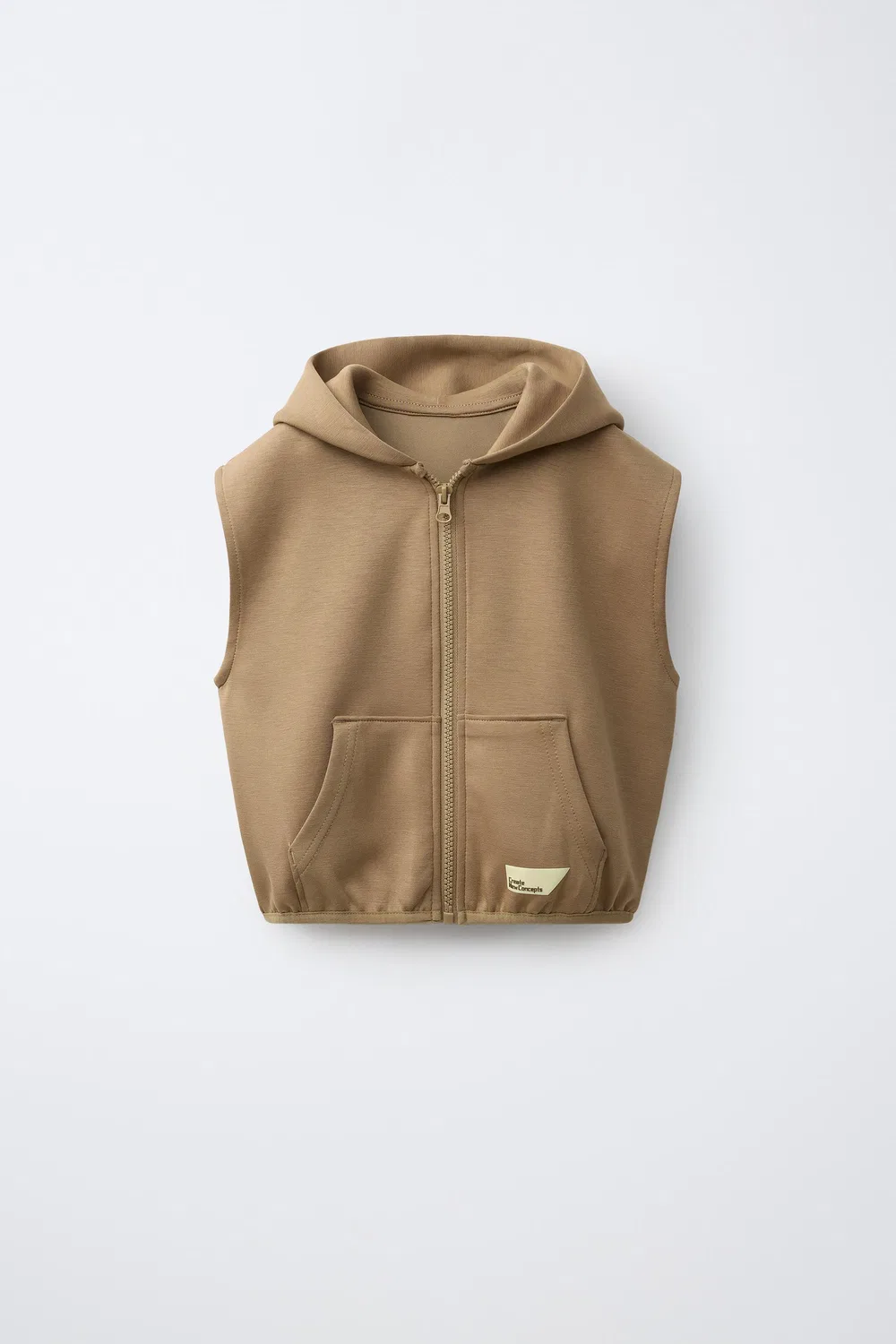 Жилет с капюшоном Interlock ZARA, Light brown