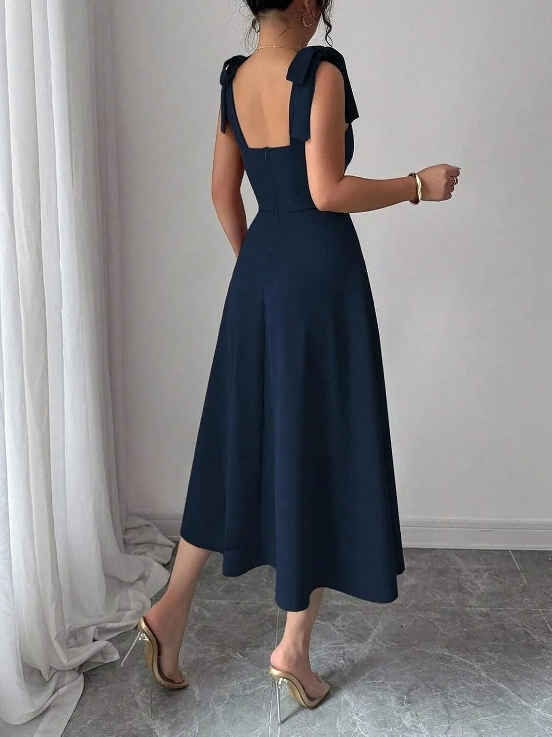 Женское элегантное платье-ками с расклешенным силуэтом Navy Blue — фото 2