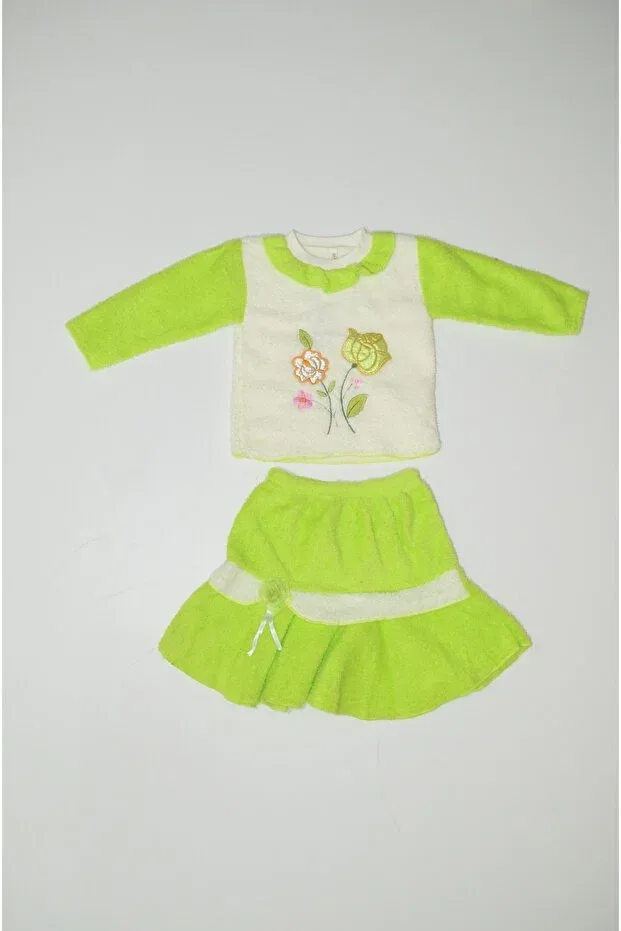 Детский комплект для девочек с длинным рукавом Winter welsoft rose skirt suit Baby Slon Kids Clup, Green