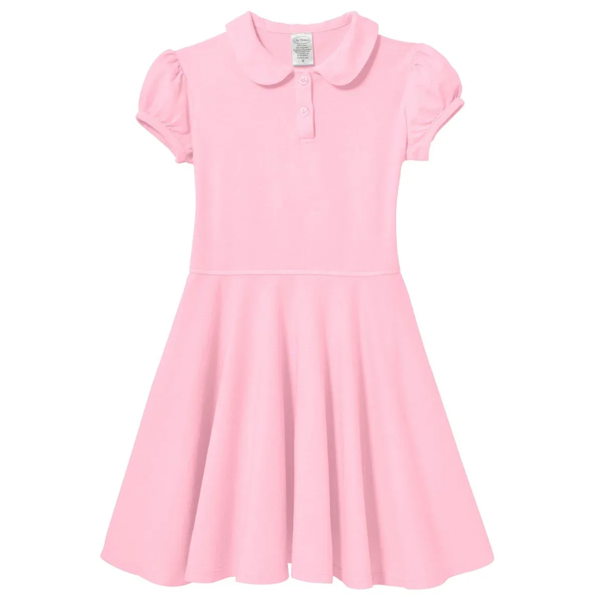 Детское платье-поло с коротким рукавом Peter Pan Polo Twirly Dress City Threads, Bright Light Pink — фото 2