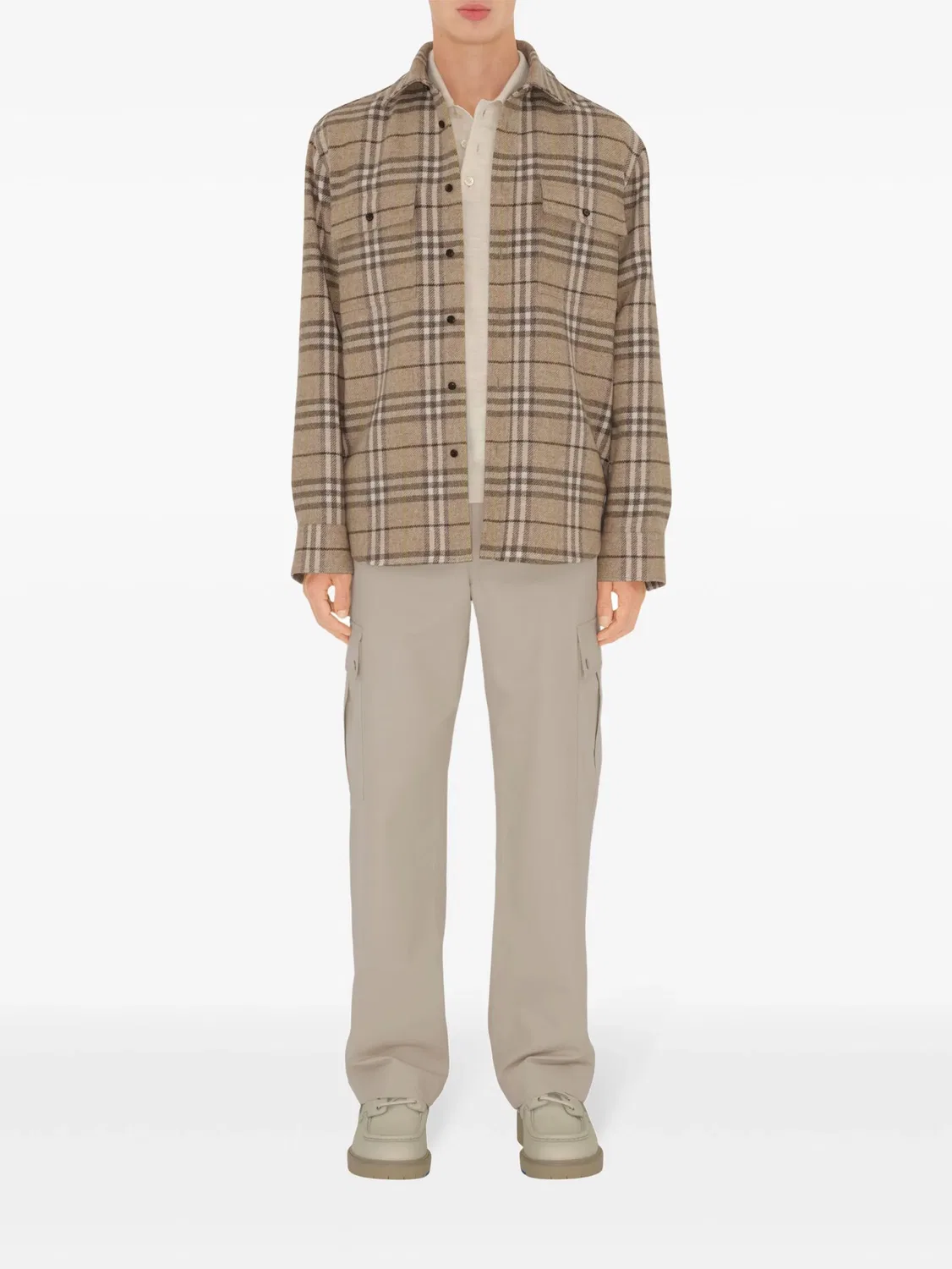 Burberry Рубашка из шерсти в коричневую клетку — фото 2