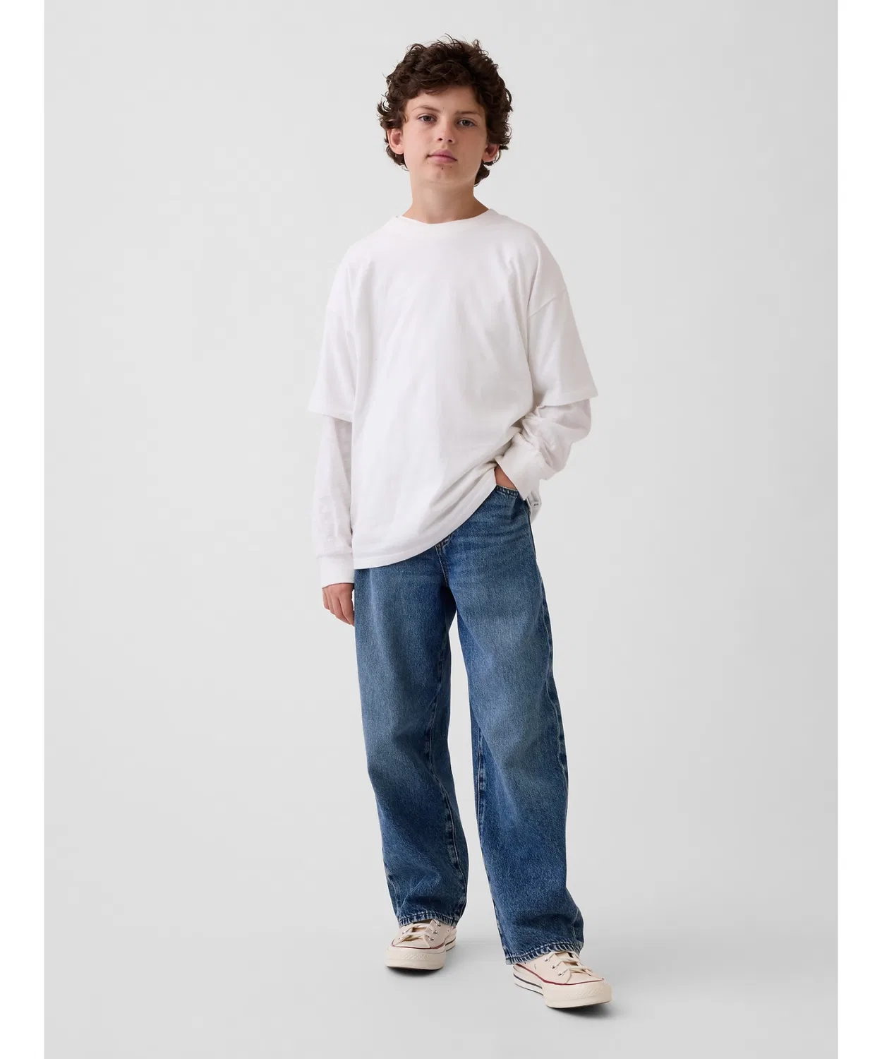 Детские джинсы свободного кроя с tapered силуэтом GAP, Indigo Blue — фото 2
