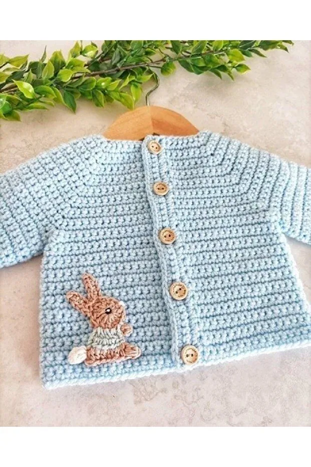 Детский кардиган с принтом Rabbit motif El Örgüsü, Blue