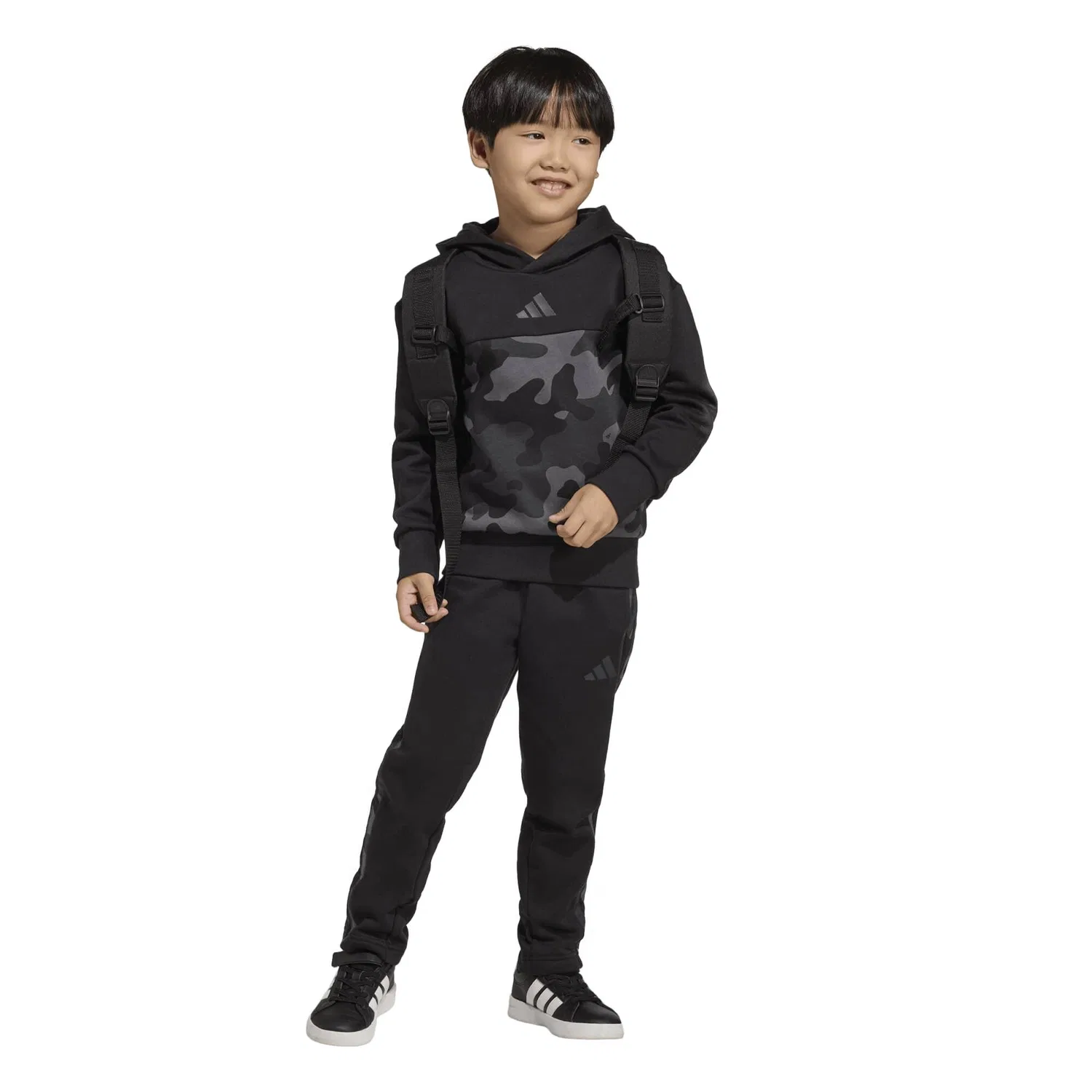 Детский спортивный костюм с камуфляжным принтом LK CAMO FL SET Adidas, Schwarz Grau — фото 3