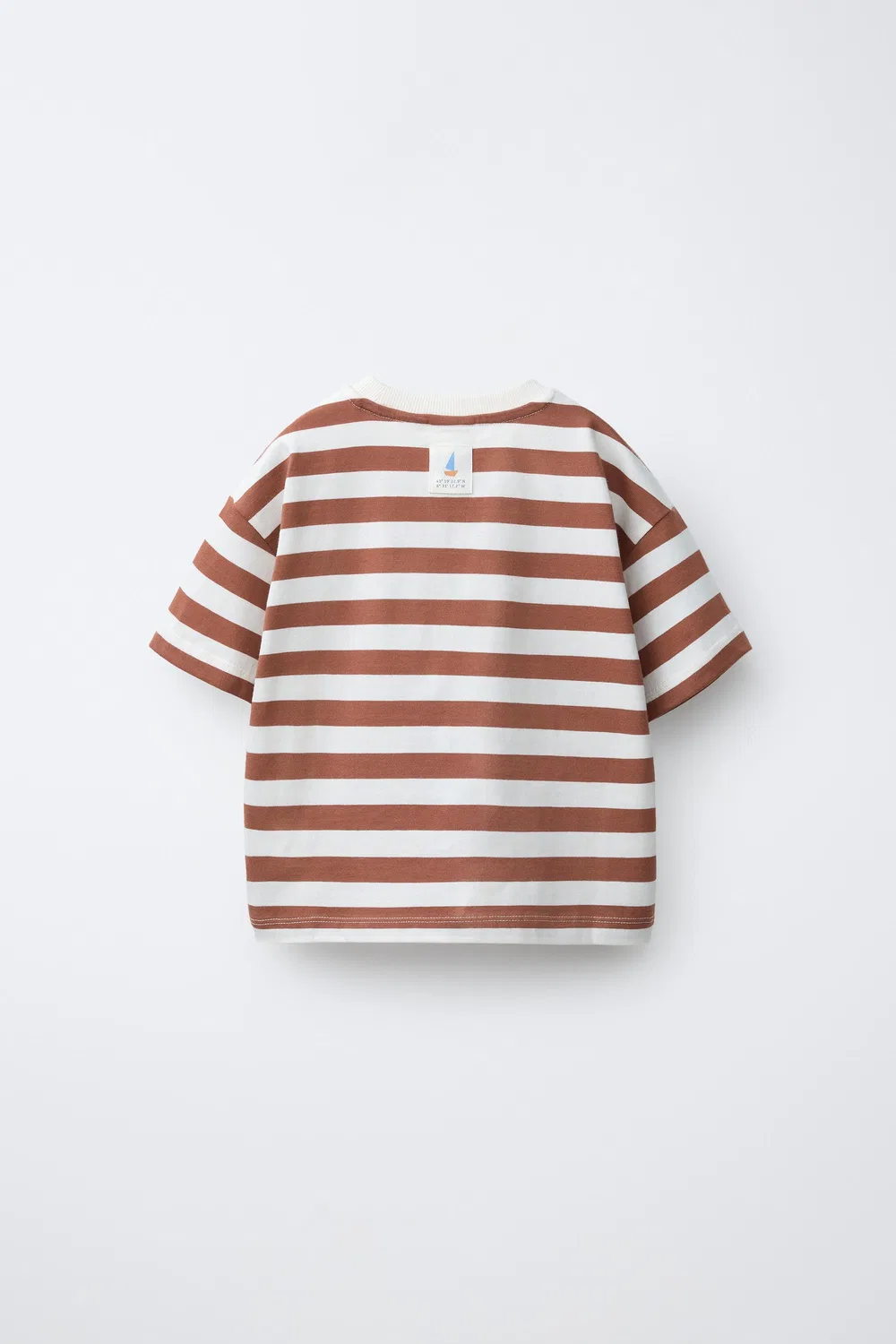 Полосатая футболка ZARA, Light Brown — фото 2