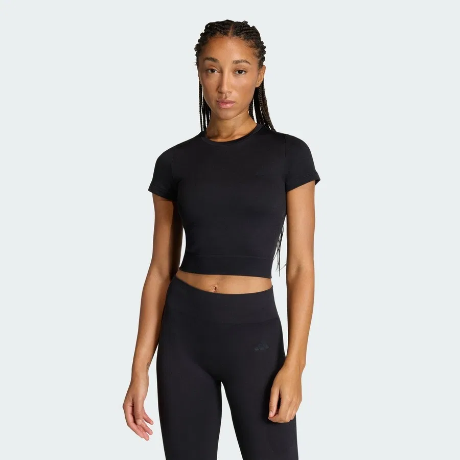 Женская футболка с коротким рукавом Workout Essentials Knit Baby Tee adidas, Черный