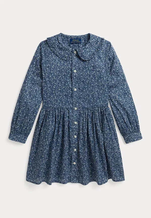 Платье-рубашка с цветочным принтом Floral cotton shirtdress, Polo Ralph Lauren, Prolyn Blue, синий