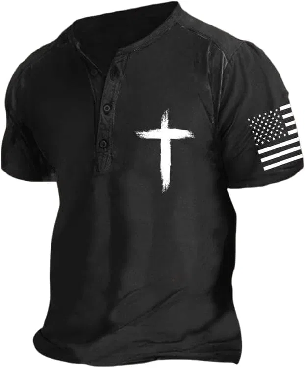 Мужское поло с принтом Cross Flag, Black