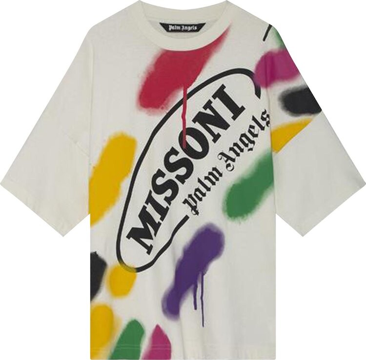 

Футболка Palm Angels x Missoni Sport Loose Tee 'Off White/Black', кремовый, Бежевый, Футболка Palm Angels x Missoni Sport Loose Tee 'Off White/Black', кремовый