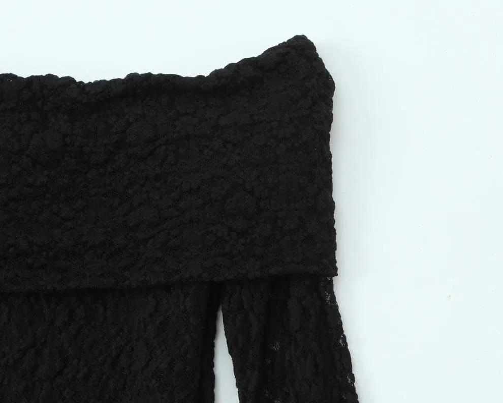 Женское облегающее платье с кружевной отделкой, Black — фото 4