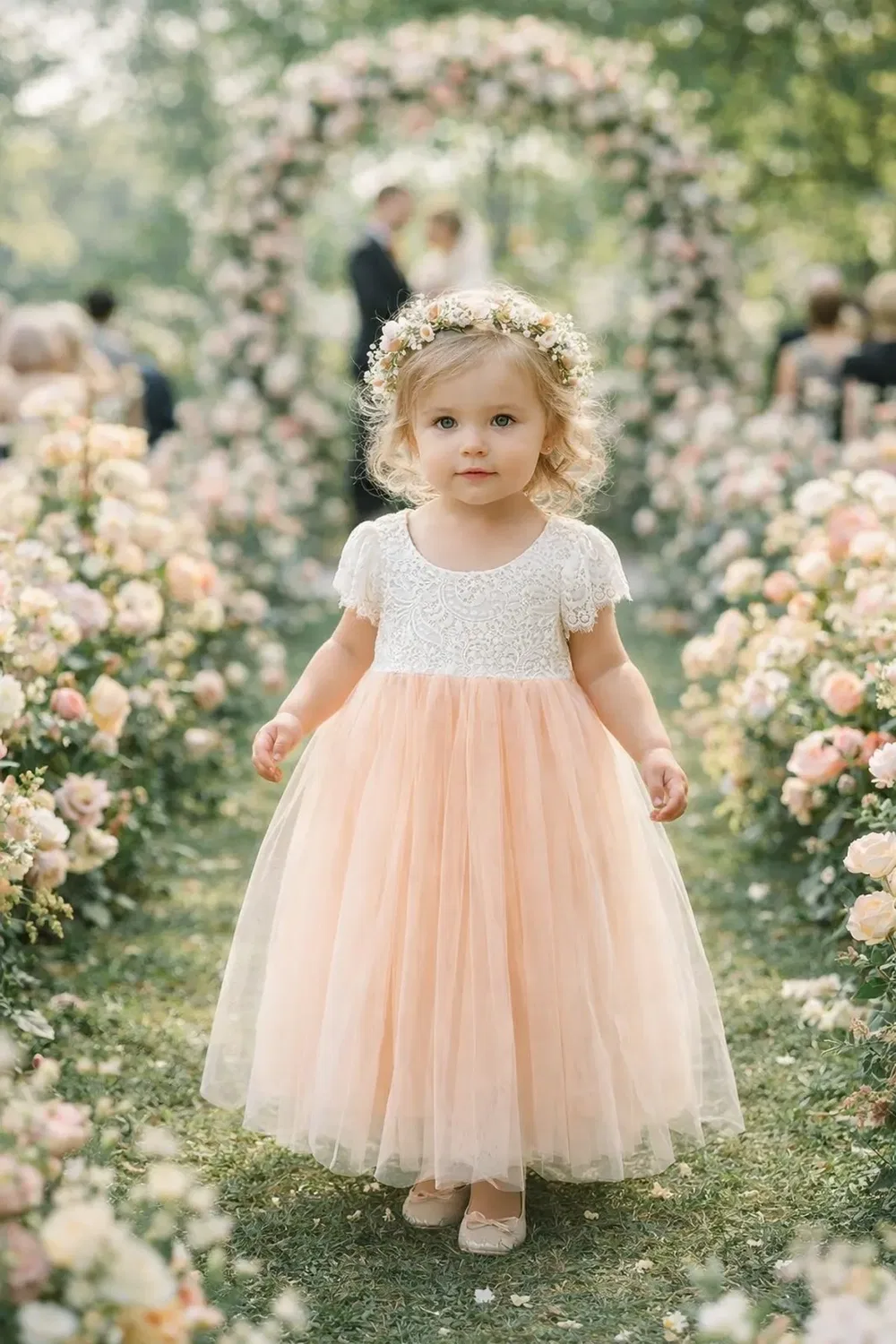 Детское платье с воланами Bohemian Classic Uk Flower Girl Boutique, Peach
