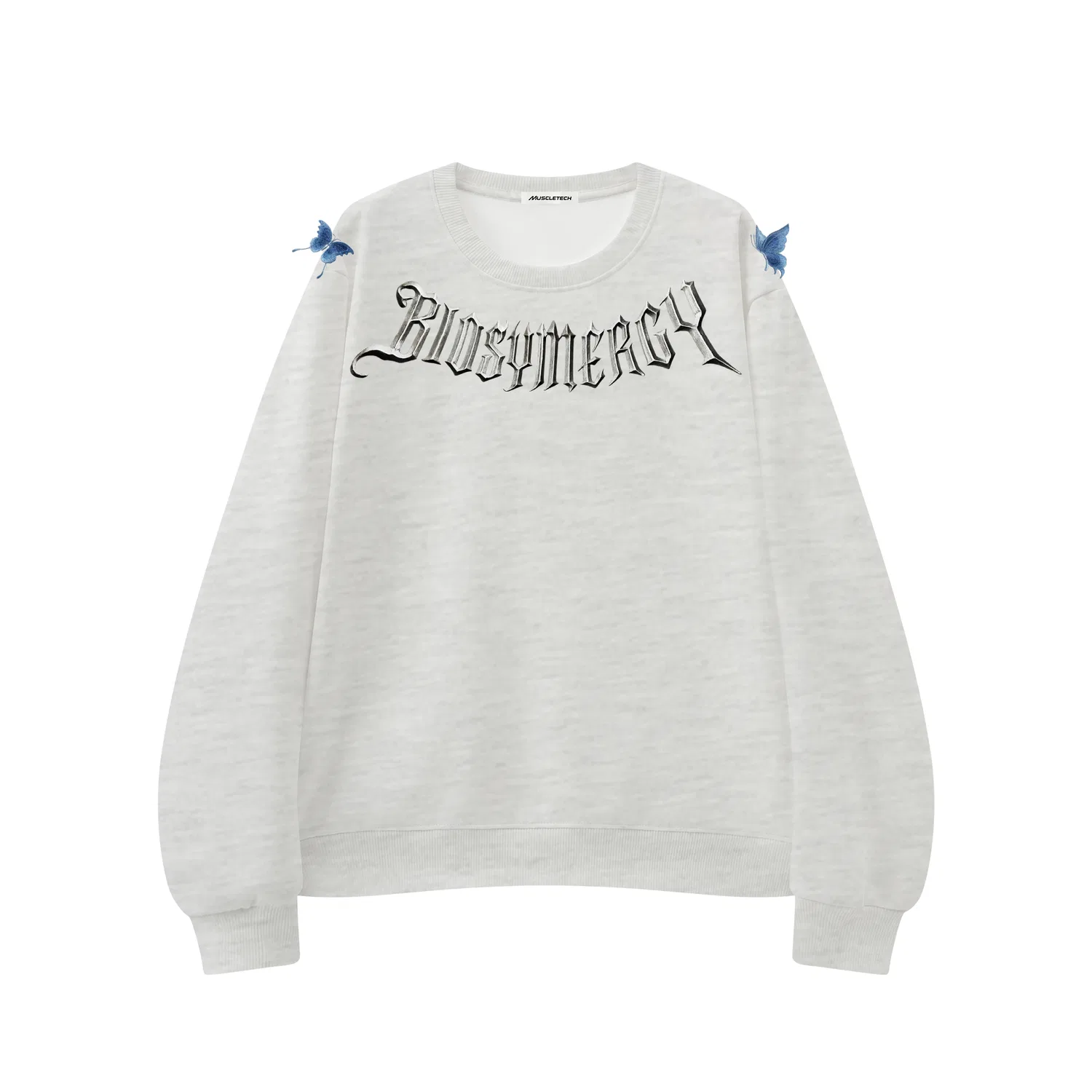 Детский свитшот унисекс с круглым вырезом White Heather Gray-Embroidery MUSCLETECH