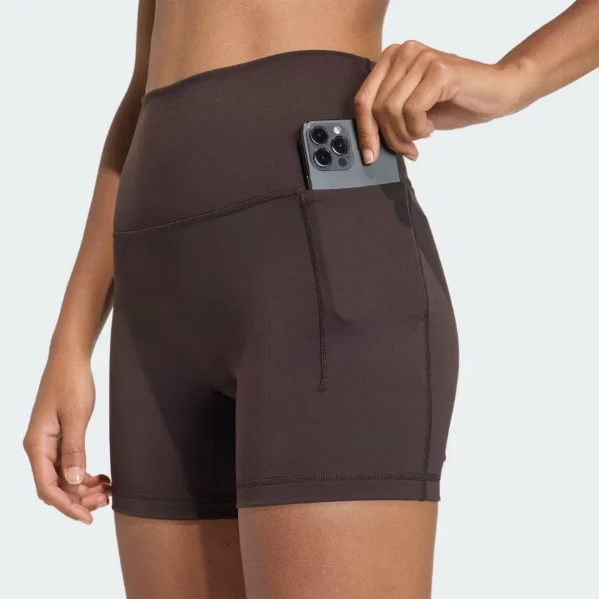 Женские шорты-леггинсы adidas 3 Stripes Studio All Me Booty Short с высокой посадкой, Aurora Coffee — фото 4