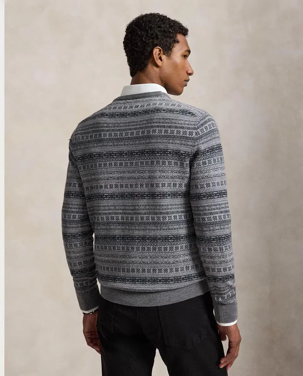 Мужский джемпер из шерсти, Fair Isle Gris Combinado, Polo Ralph Lauren, серый — фото 2