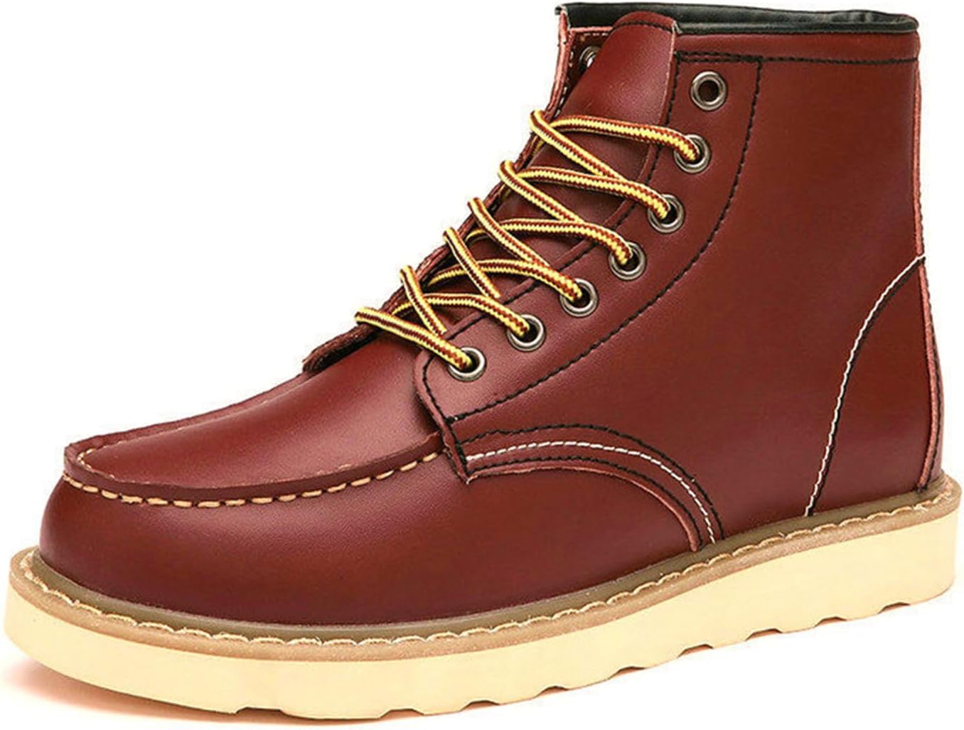 

Мужские ботинки Водонепроницаемые строительные ботинки Для улицы с противоскользящей подошвой Модные высокие кожаные туфли Generic, красный