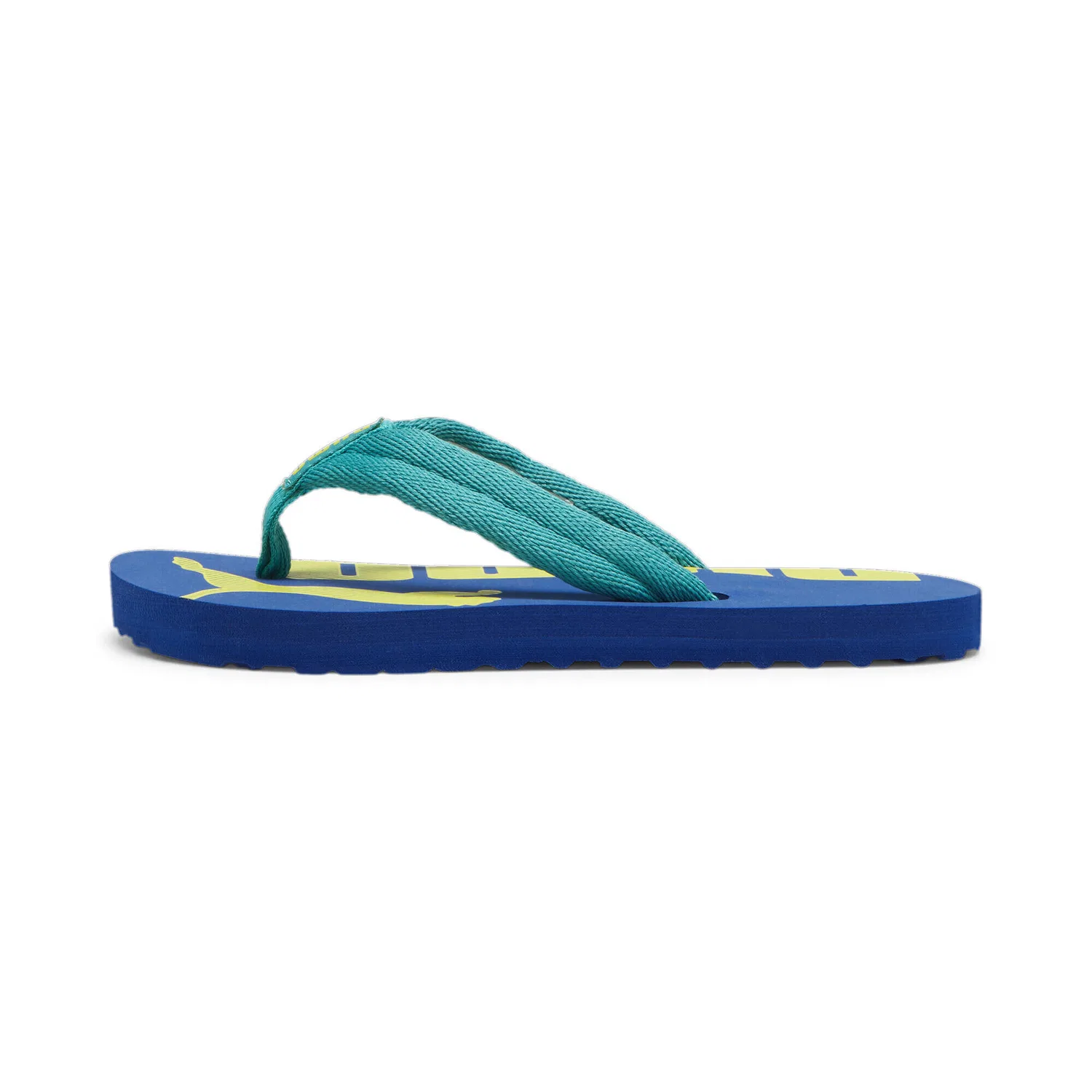 Детские шлепанцы с тканевым верхом Epic Flip v2 Puma, Cobalt Glaze Lime Sheen Blue — фото 4