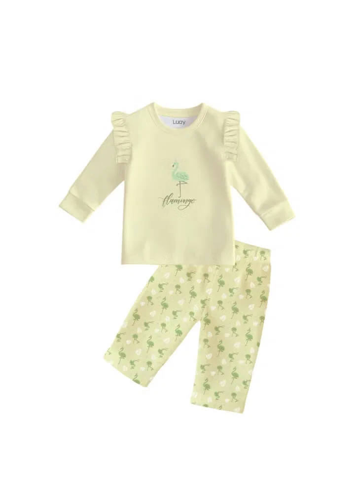 Комплект с принтом фламинго, модель Co-ord Set, Luay, желтый — фото 2