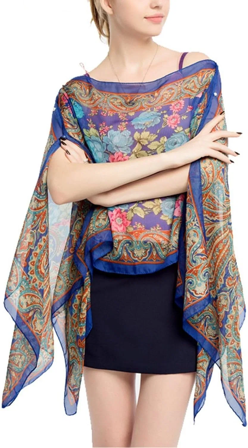 Женский пляжный парео с V-образным вырезом, Paisley, Royal Blue — фото 3