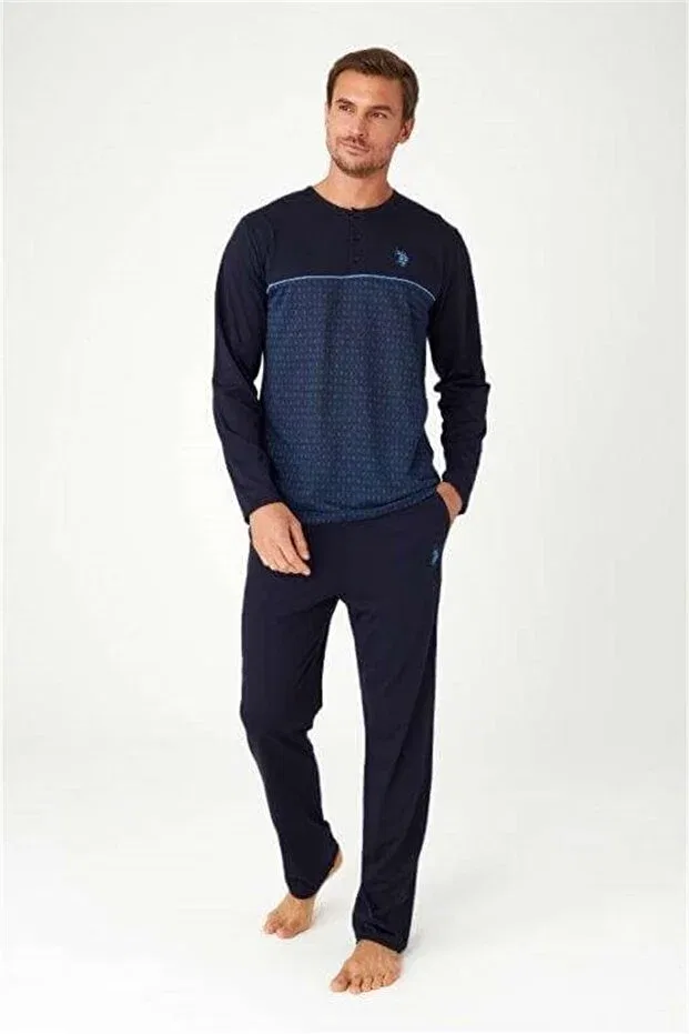 Мужской комплект пижамы с длинным рукавом U.S. Polo Assn., Navy Blue