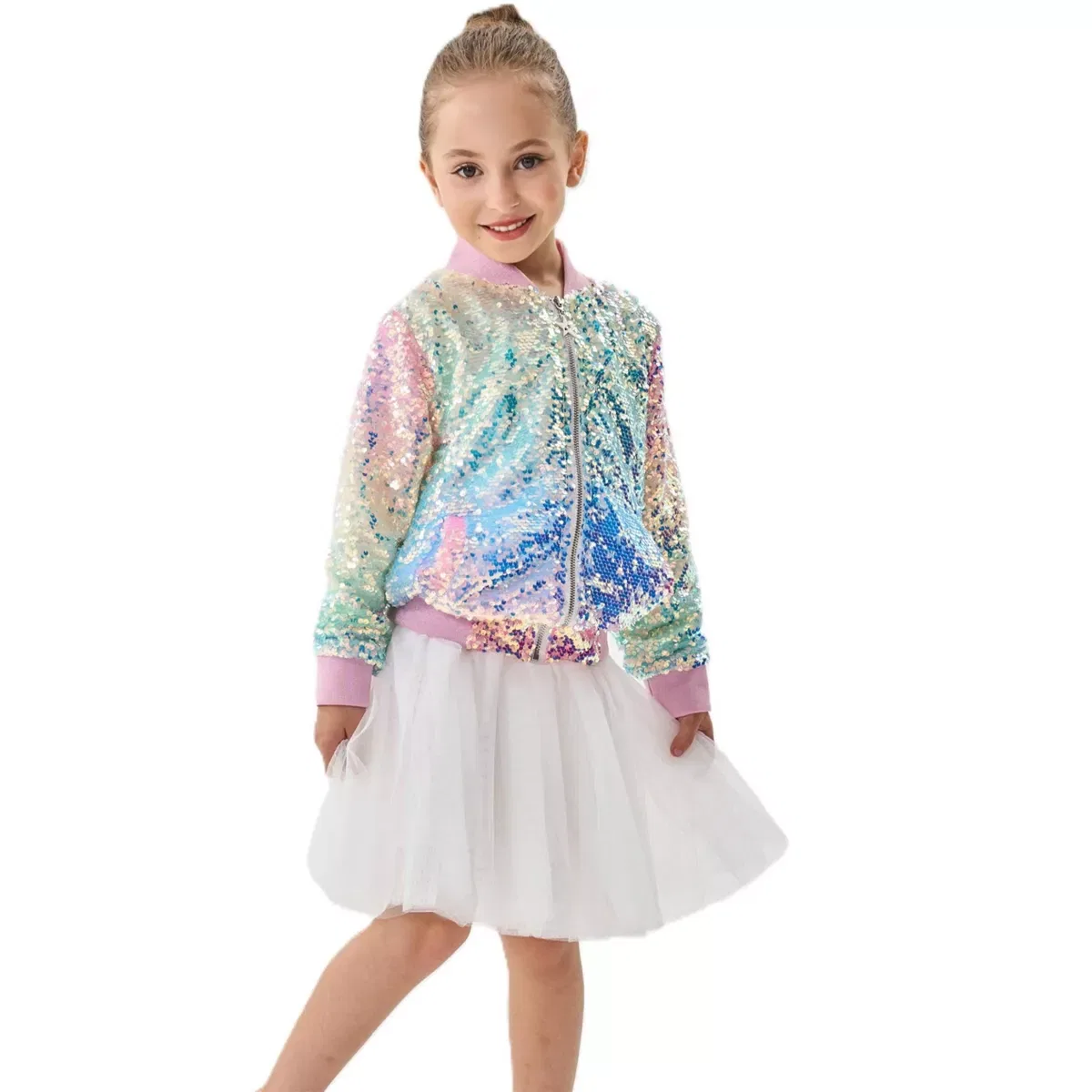Детское пальто с пайетками Magic Ombre Sequin Bomber Jacket 2bunnies, Multicolored